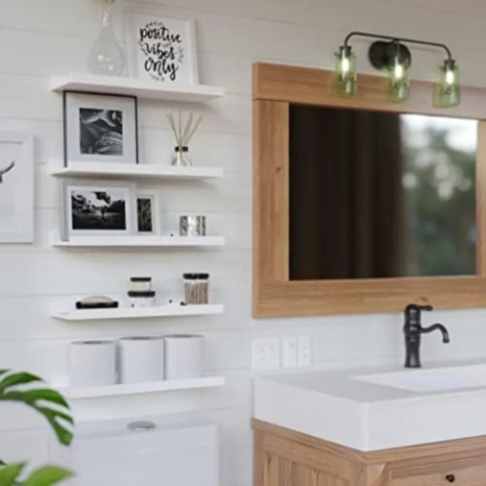 New 5 Set White Floating Shelves, Wall-Mounted Storage for Nursery & Living Room